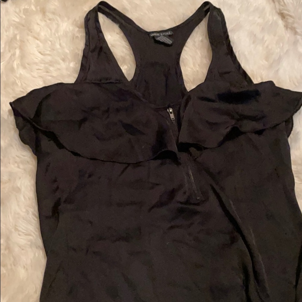 Zipper cross back satin tank